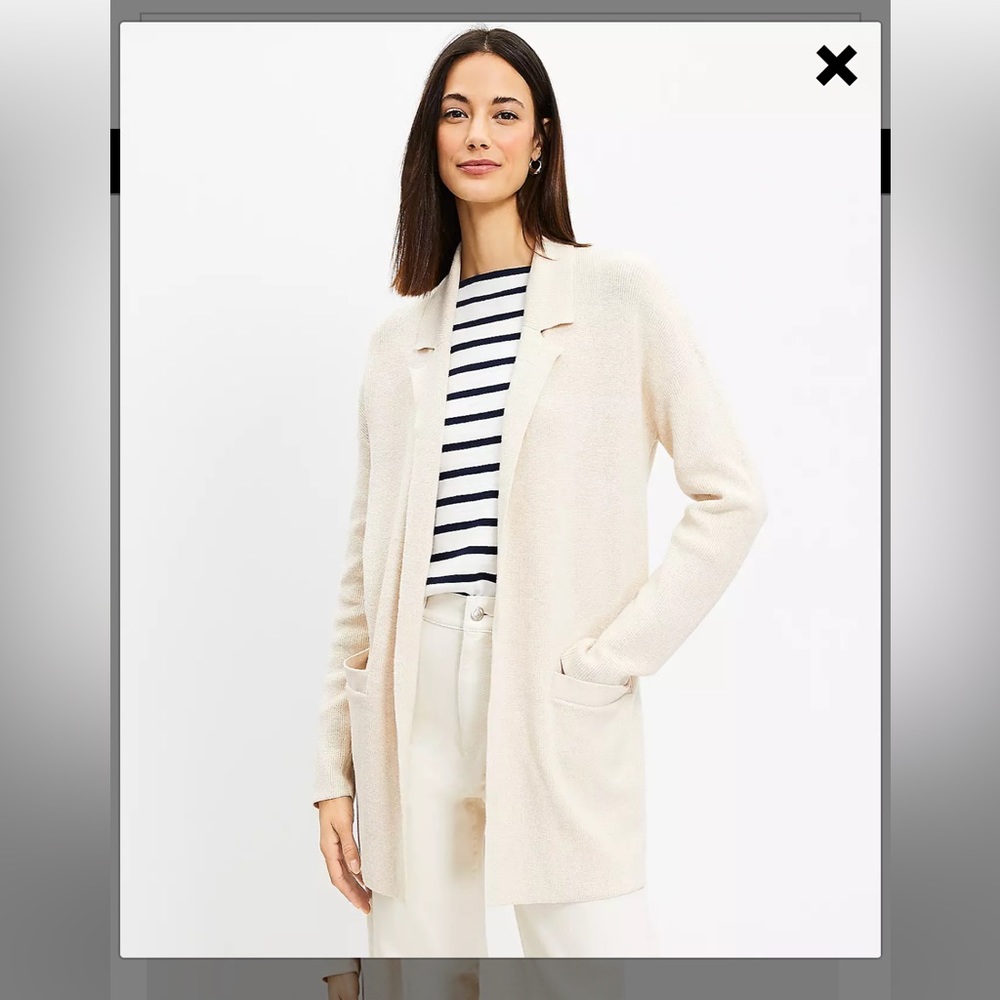LOFT Knit Sweater Open Blazer | M - Pale Pearl Heather color. New with tags!